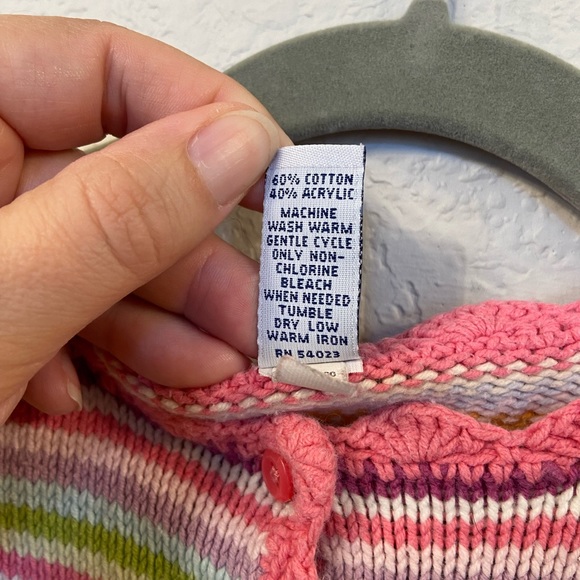 Baby Gap Kids Rainbow Stripe Cardigan Sweater Pink size 5 years - Picture 4 of 7